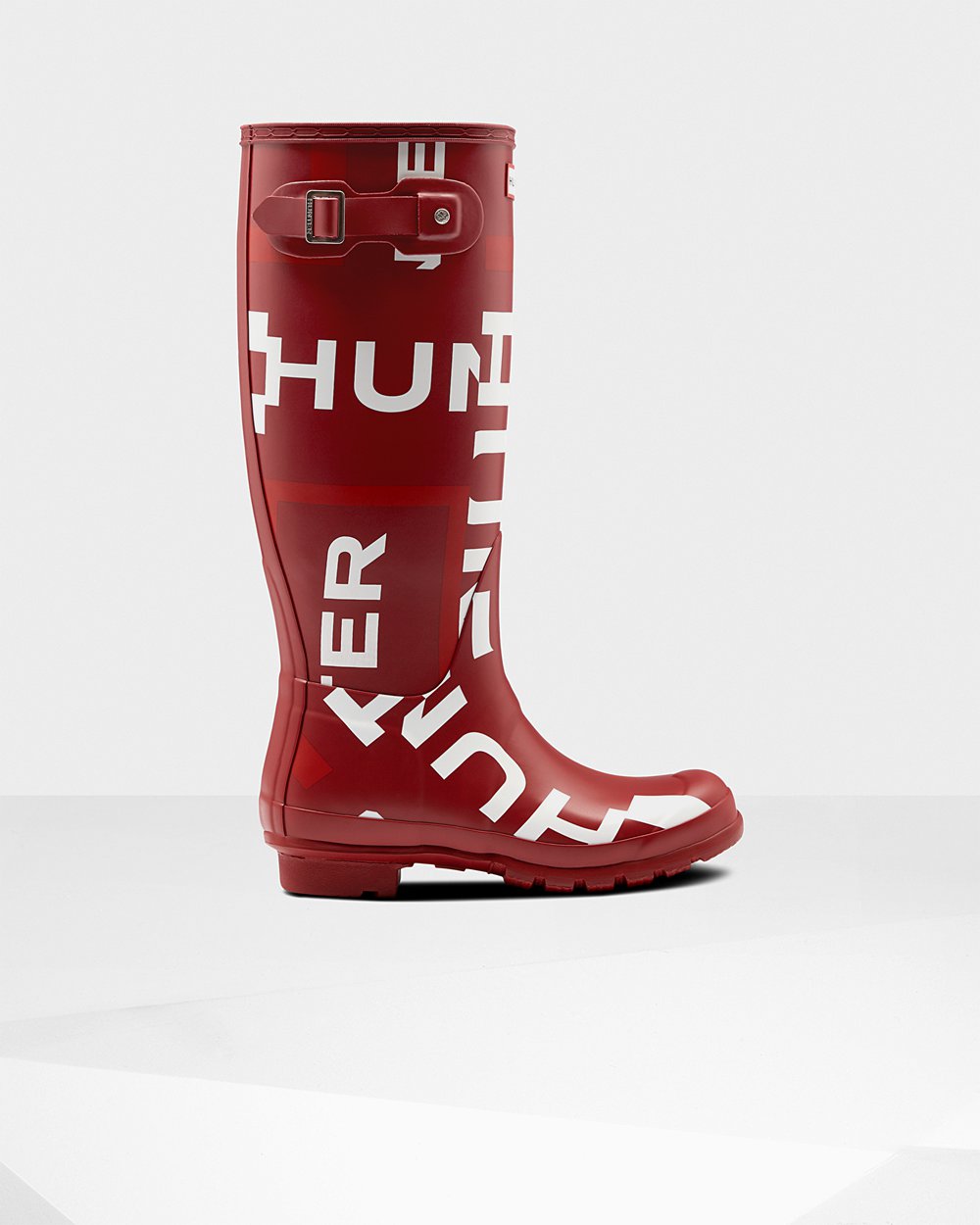 Women Hunter Original Exploded Logo | Tall Rain Boots Grey Red | NZ-16743-LGHK